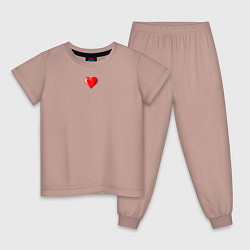 Пижама хлопковая детская Маленькое сердечко кулон, цвет: пыльно-розовый