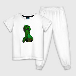 Пижама хлопковая детская Крипер Майнкрафт персонаж, цвет: белый