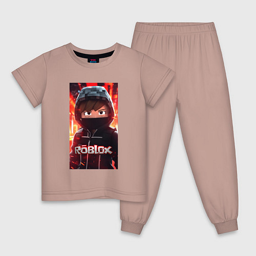 Детская пижама Roblox fire / Пыльно-розовый – фото 1