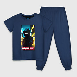 Пижама хлопковая детская Roblox cyberpunk, цвет: тёмно-синий