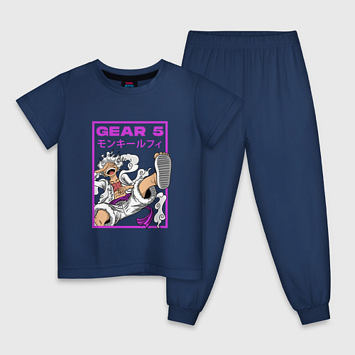 Детская пижама One piece - gear 5 белый / Тёмно-синий – фото 1