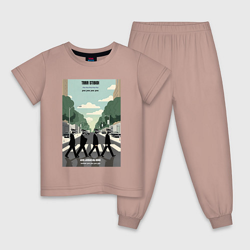 Детская пижама Skibidi toilet Beatles cameramen / Пыльно-розовый – фото 1