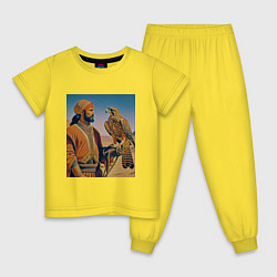 Пижама хлопковая детская Соколиная охота, цвет: желтый