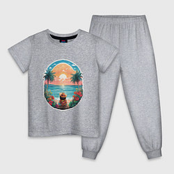 Пижама хлопковая детская Прекрасный закат на море, цвет: меланж