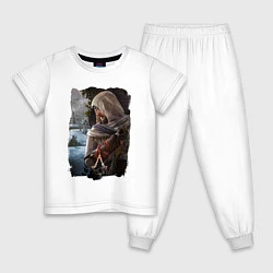 Пижама хлопковая детская Assassins Creed Mirage Асасин Крид Мираж, цвет: белый