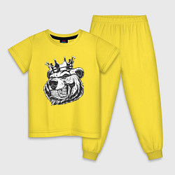 Пижама хлопковая детская King bear, цвет: желтый