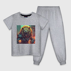 Пижама хлопковая детская Лев злой зомби, цвет: меланж