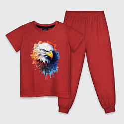Пижама хлопковая детская Граффити с орлом, цвет: красный