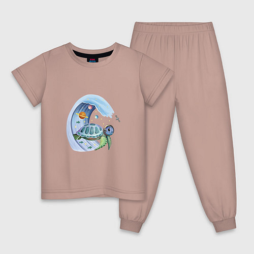 Детская пижама Черепаха в космосе / Пыльно-розовый – фото 1