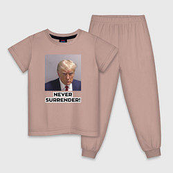 Пижама хлопковая детская Трамп в тюрьме, цвет: пыльно-розовый