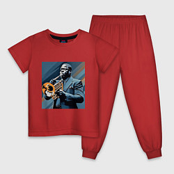 Пижама хлопковая детская Темнокожий трубач, цвет: красный