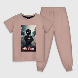 Пижама хлопковая детская Roblox dark man, цвет: пыльно-розовый