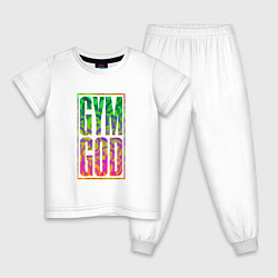 Пижама хлопковая детская Gym god, цвет: белый
