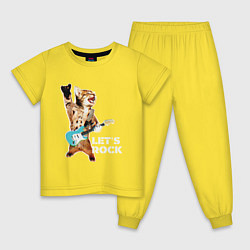 Пижама хлопковая детская Let s rock Котик рокер, цвет: желтый