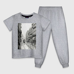 Пижама хлопковая детская Черно-белый париж, цвет: меланж