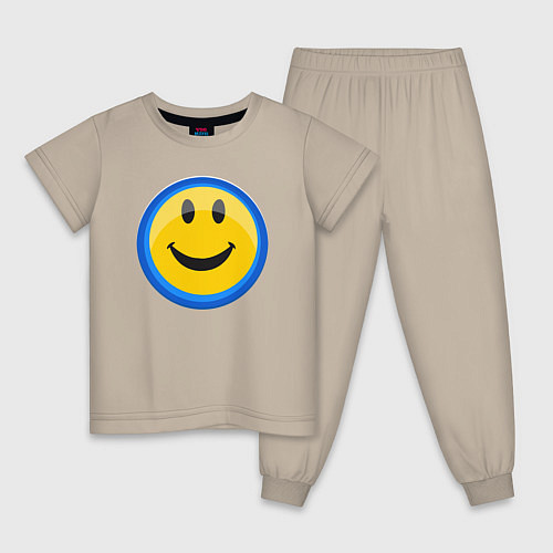 Детская пижама Смайлик улыбающийся эмодзи / Миндальный – фото 1