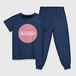 Пижама хлопковая детская Black pink - emblem - group, цвет: тёмно-синий