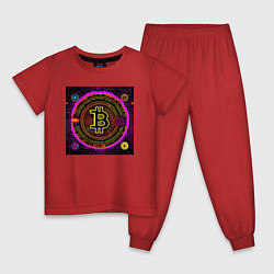 Пижама хлопковая детская Биткоин это будущее, цвет: красный