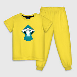 Пижама хлопковая детская Приземление НЛО, цвет: желтый