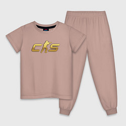 Пижама хлопковая детская CS 2 gold logo, цвет: пыльно-розовый