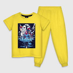 Пижама хлопковая детская Принцесса Мононоке в синих тонах, цвет: желтый