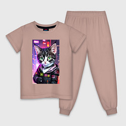 Детская пижама Глазастый городской котёнок