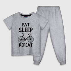 Пижама хлопковая детская Eat sleep bike repeat, цвет: меланж