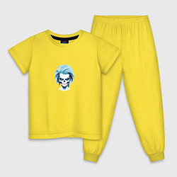 Пижама хлопковая детская Холодный череп девушки, цвет: желтый