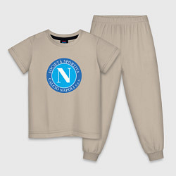 Пижама хлопковая детская Napoli fc sport, цвет: миндальный