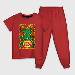 Пижама хлопковая детская Времена драконов: 2024, цвет: красный