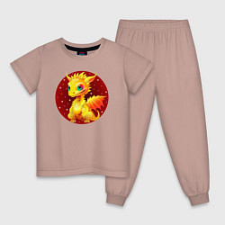 Пижама хлопковая детская Дракон знак зодиака, цвет: пыльно-розовый