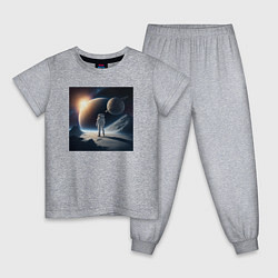 Пижама хлопковая детская Человек в космосе, цвет: меланж