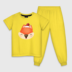 Пижама хлопковая детская Новогодняя лиса, цвет: желтый