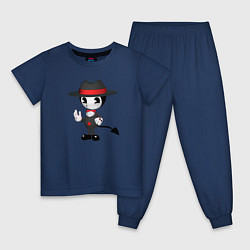 Пижама хлопковая детская Бенди в шляпке, цвет: тёмно-синий