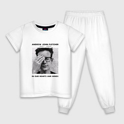 Пижама хлопковая детская Depeche Mode - Andy Fletcher, цвет: белый