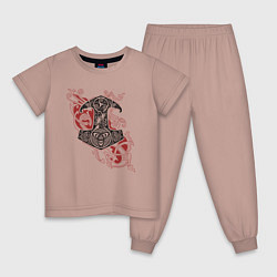 Пижама хлопковая детская Рукоятка меча - язычество славян, цвет: пыльно-розовый