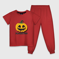Пижама хлопковая детская Тыква с тенью - хэллоуин, цвет: красный