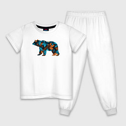 Пижама хлопковая детская Медведь в траве, цвет: белый