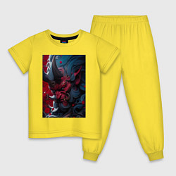 Пижама хлопковая детская Японский монстр, цвет: желтый