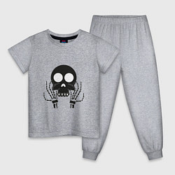Пижама хлопковая детская Череп и кости скелет, цвет: меланж