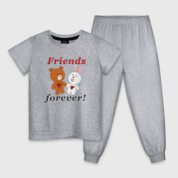 Пижама хлопковая детская Friends forever, цвет: меланж