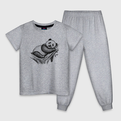 Детская пижама Панда жует бамбук / Меланж – фото 1