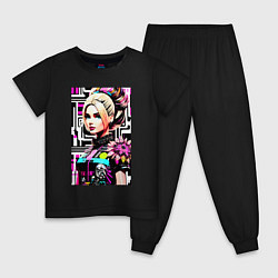 Пижама хлопковая детская Barbie - pop art stylization, цвет: черный