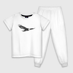 Пижама хлопковая детская Орёл летит, цвет: белый