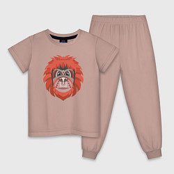 Пижама хлопковая детская Orange monkey, цвет: пыльно-розовый