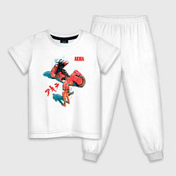Пижама хлопковая детская Akira киберпанк аниме и манга, цвет: белый