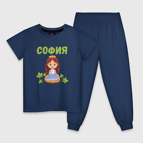 Детская пижама София - двочка принцесса / Тёмно-синий – фото 1