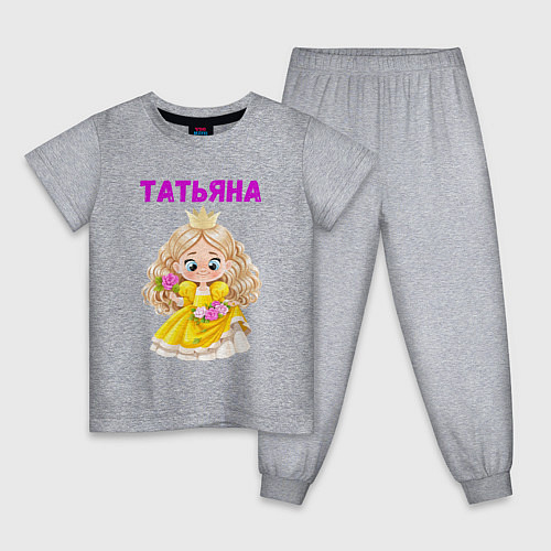 Детская пижама Татьяна - девочка принцесса / Меланж – фото 1