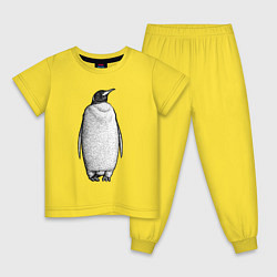 Пижама хлопковая детская Пингвин стоит анфас, цвет: желтый