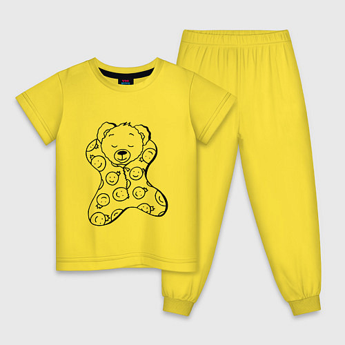 Детская пижама Спящий мишка в пижаме - раскраска / Желтый – фото 1